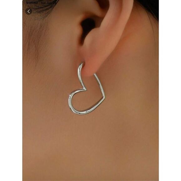 Heart Hoop Earrings - Picture 3 of 4